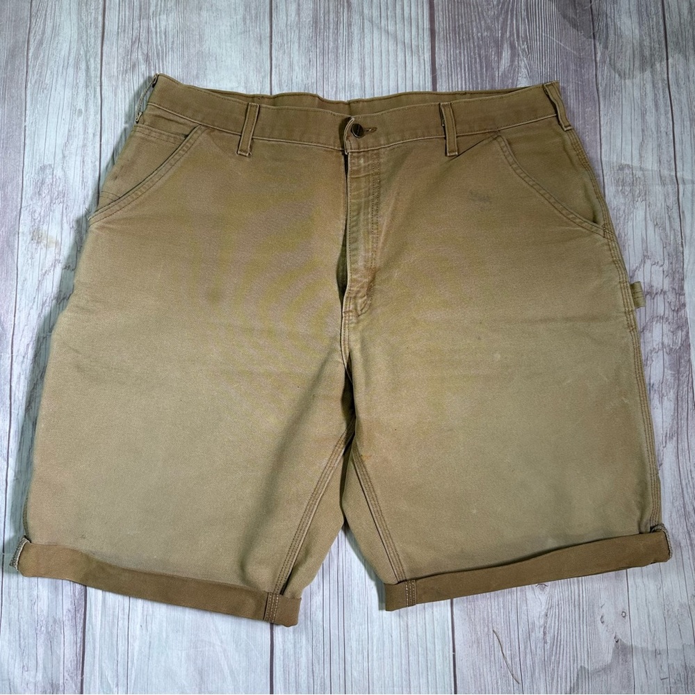 Men’s Vintage Made in the USA Carhartt B11 Carpenter Brown Canvas Cut Off Shorts - Picture 2 of 11